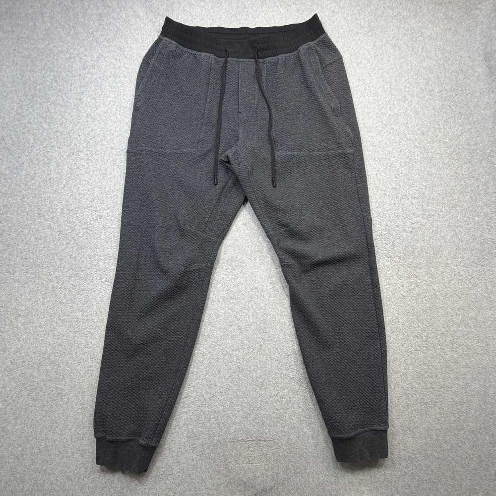 Lululemon At Ease Jogger Pants Mens Large Dark Gray Textured Knit Zip Pockets